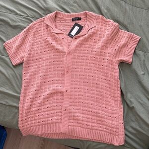BoohooMAN Textured Pink Polo Shirt